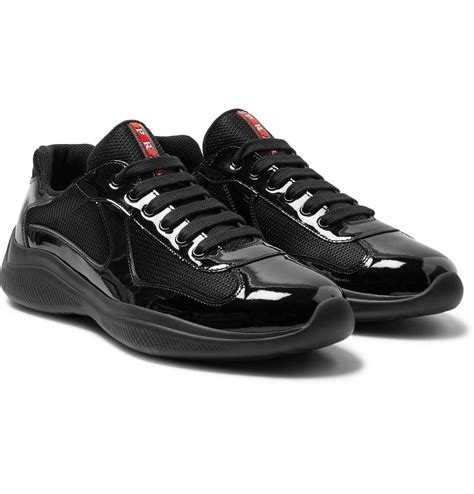 prada americas cup black leather sneaker shoes|prada sneakers american cup.